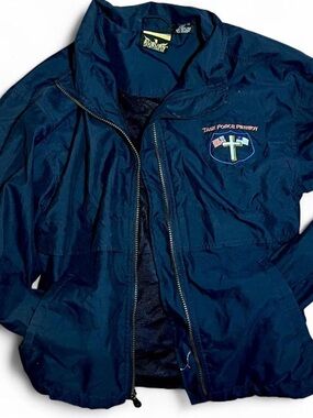 Vintage 90s Auburn Sportswear Task Force Patriot Windbreaker Jacket Black Medium